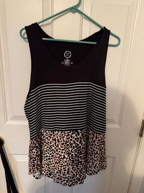 Maurices Black & Beige Striped Leopard Print Tank Top